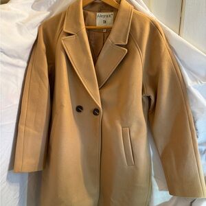 Allegra K Women's Camel Pea Coat